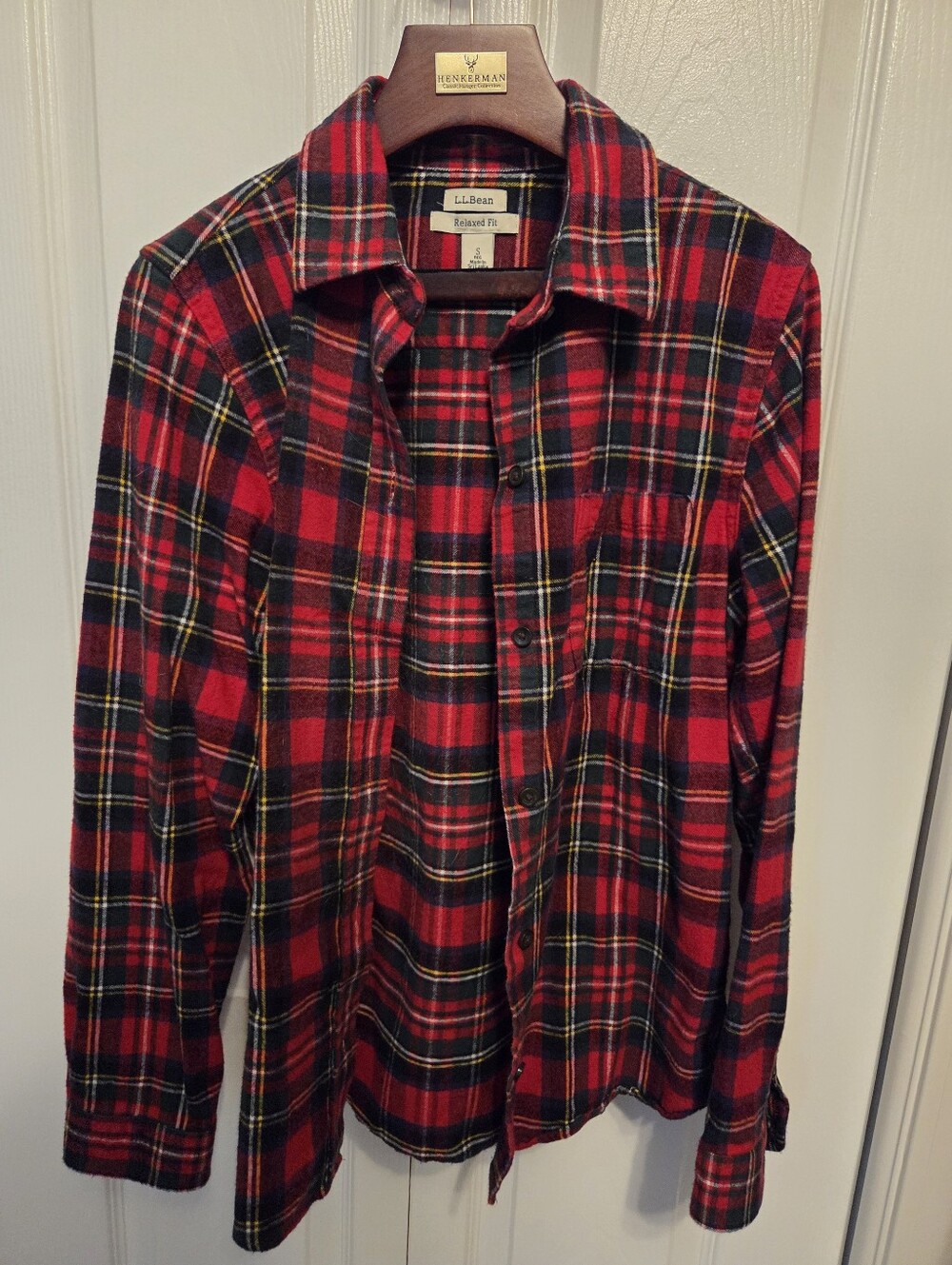 L.L. Bean 100% Cotton Stewart Royal Tartan Plaid Flannel Shirt
